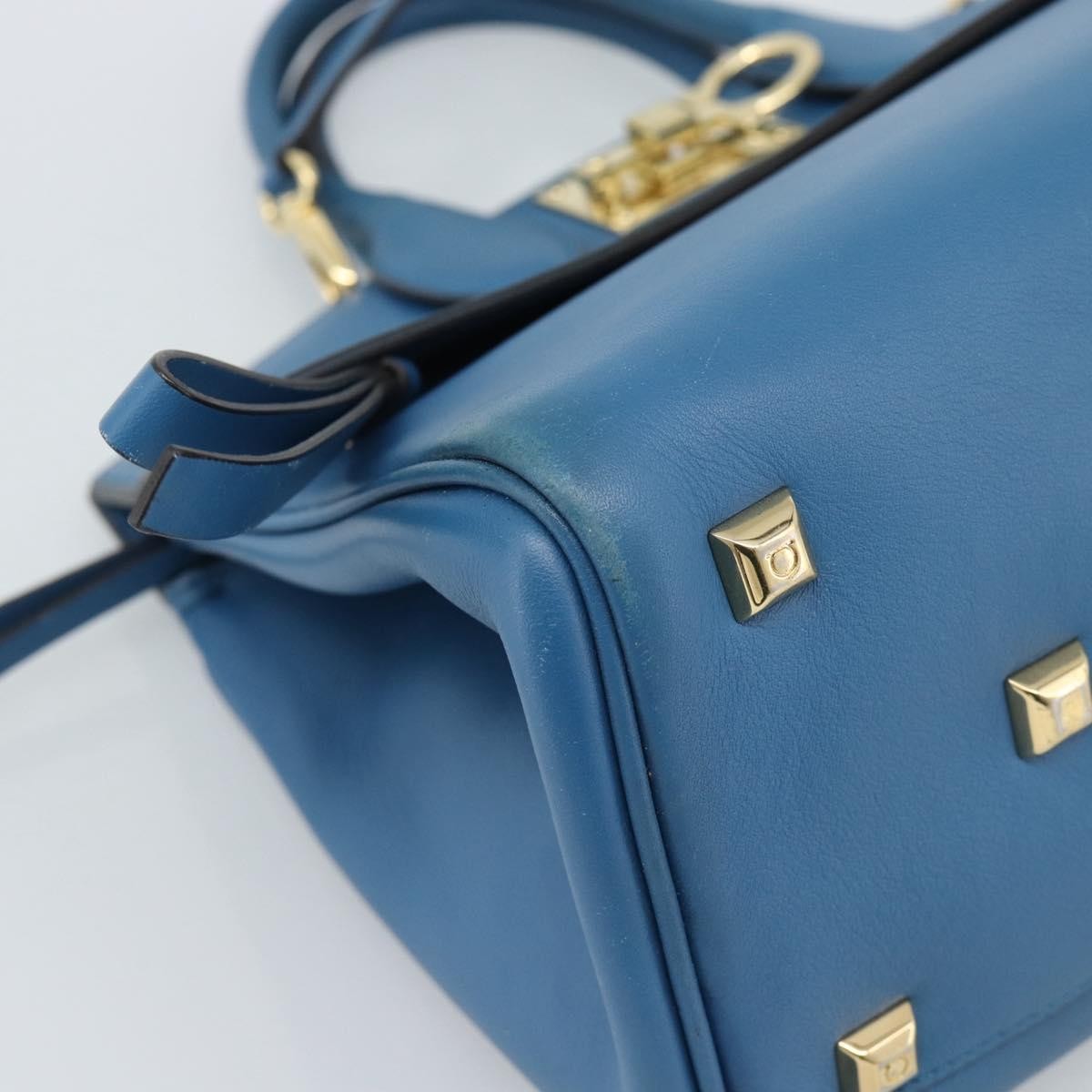 Salvatore Ferragamo Studio Portfolio Leather, Blue, Leather, Briefcase