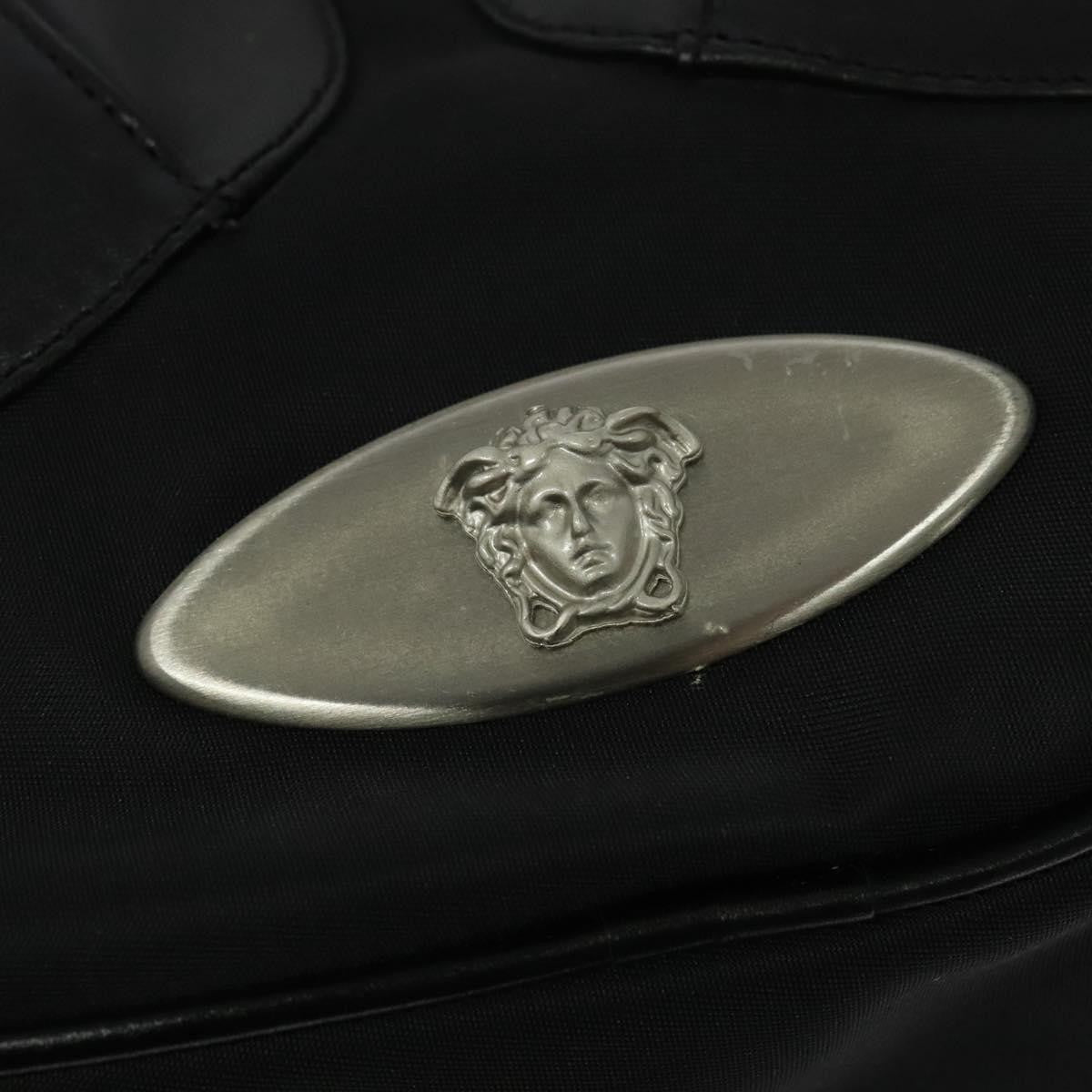 Versace Medusa Front Pocket Zip Messenger Leather, Black, Leather, Crossbody Bag