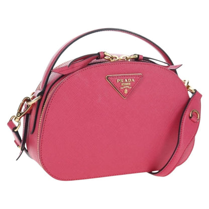 Prada Odette Top Handle Saffiano Leather, Pink, Leather, Handbag