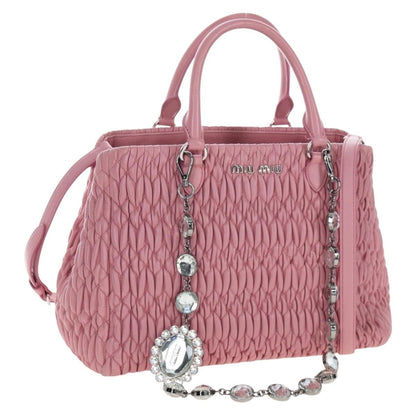 Miu Miu Crystal Turnlock Convertible Satchel Leather, Pink, Leather, Shoulder Bag