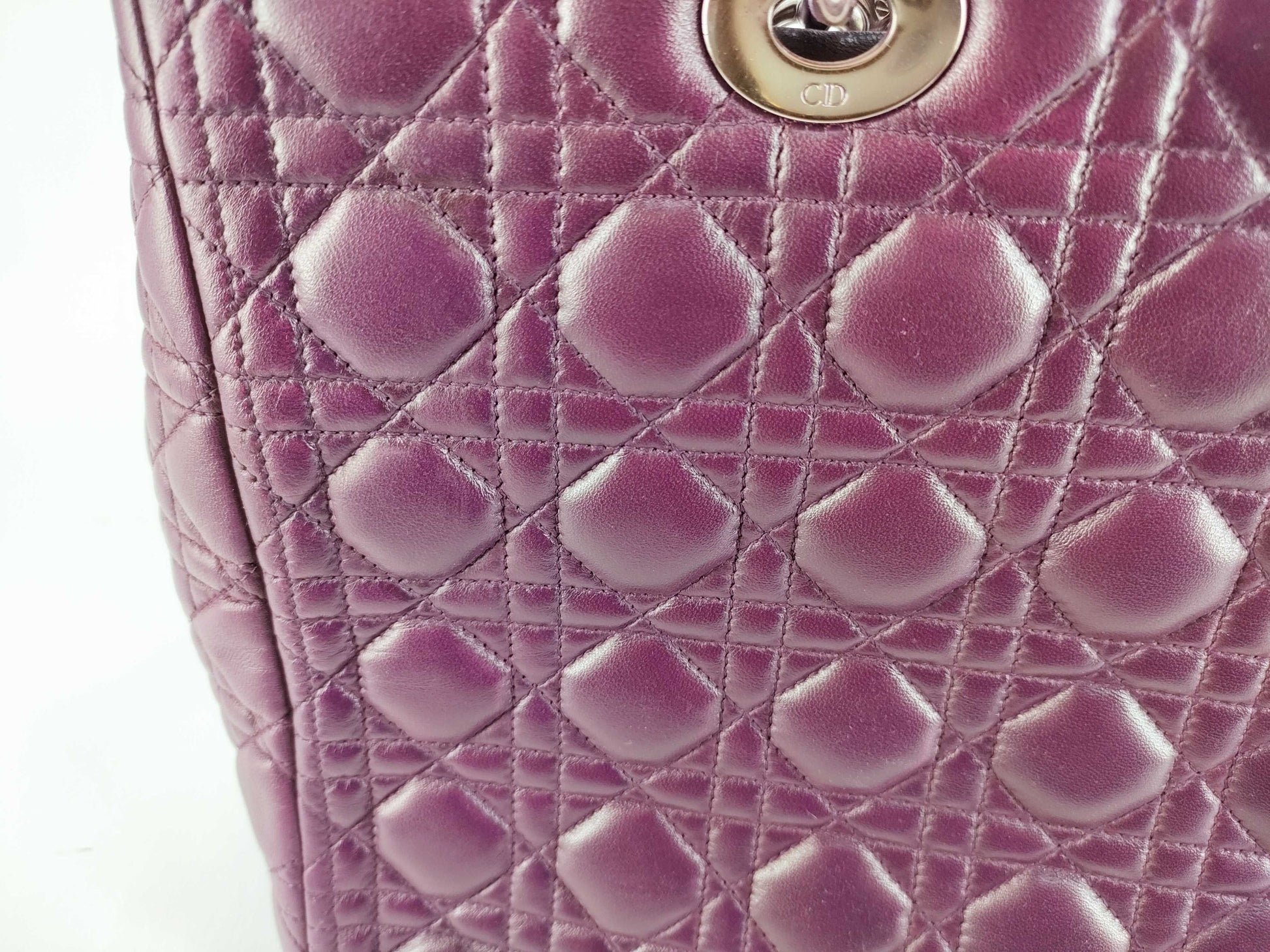 Christian Dior Saddle Handbag with Strap Leather, Purple, Leather, Handbag
