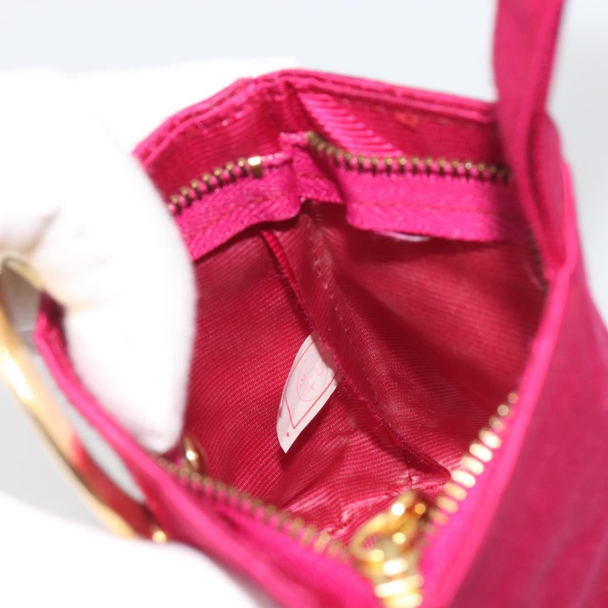 Celine Circle Logo Pouch Nylon, Pink, Nylon, Clutch