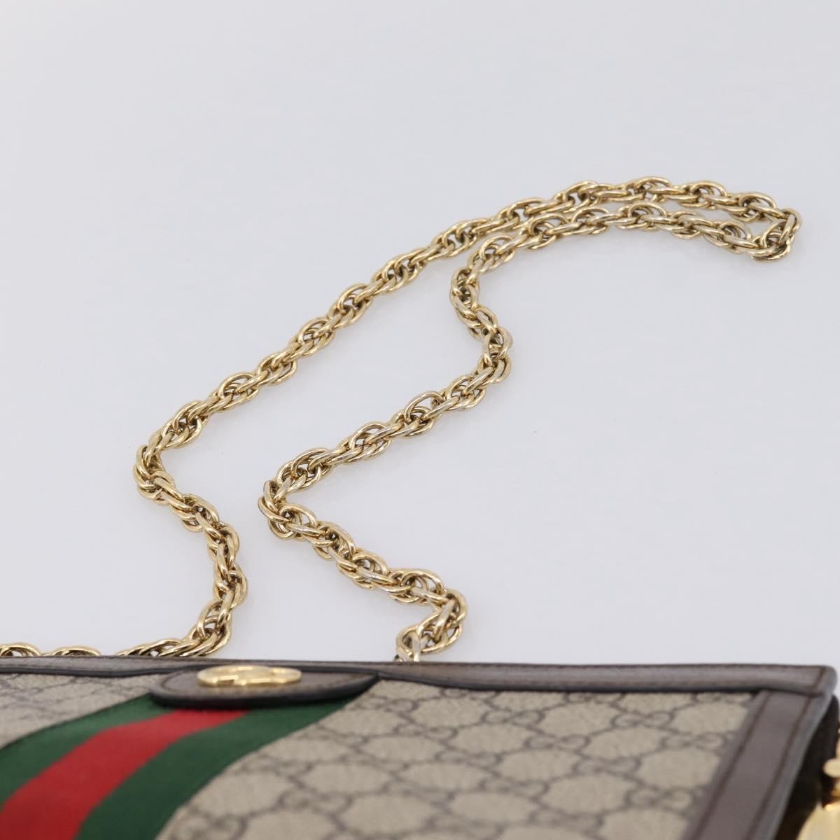 Gucci Ophidia Chain GG Coated Canvas, Beige, Canvas, Shoulder Bag
