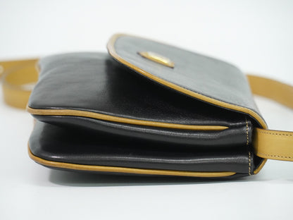 Celine Vintage Flap Leather, Black, Leather, Shoulder Bag