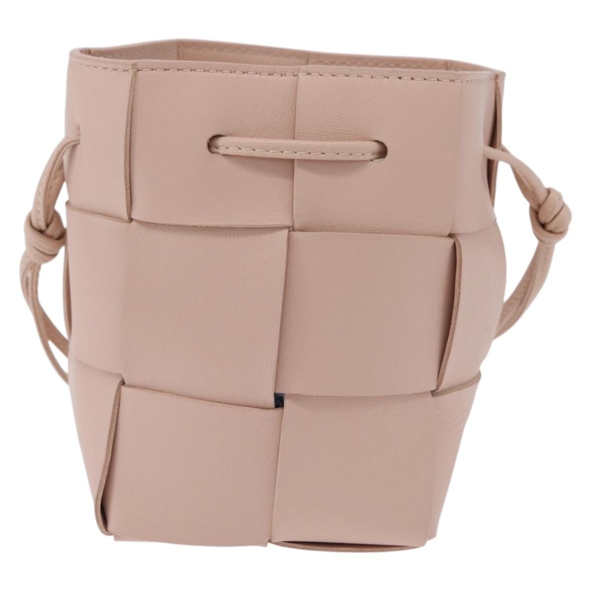 Bottega Veneta Cassette Bucket Maxi Intrecciato Leather, Pink, Leather, Handbag