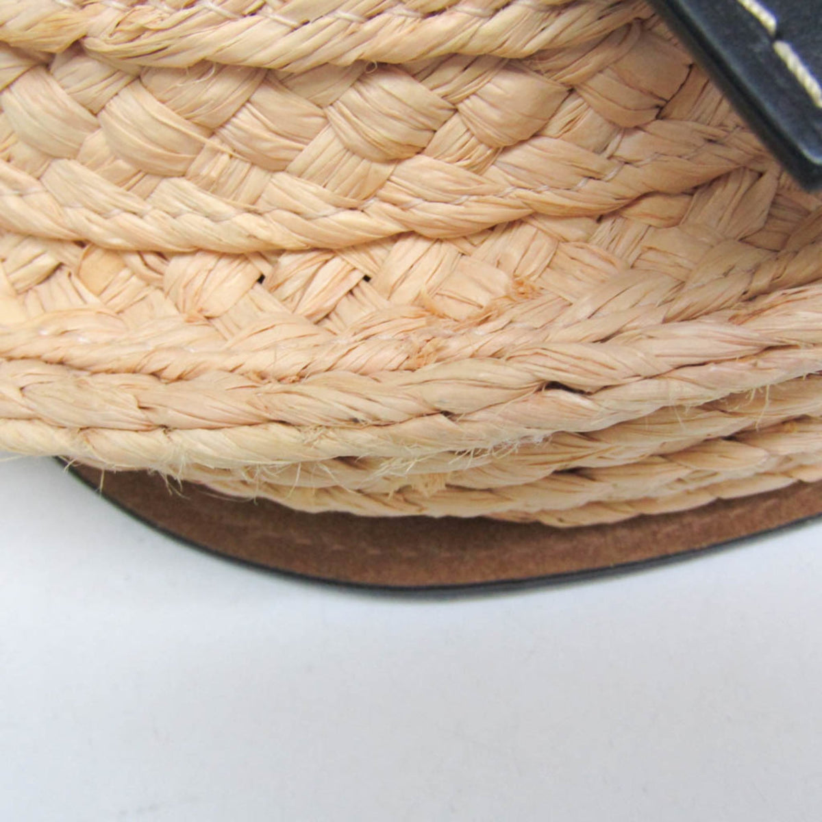 Loewe Gate Leather Leather with Raffia, Black, Leather, Shoulder Bag