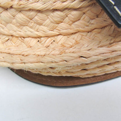 Loewe Gate Leather Leather with Raffia, Black, Leather, Shoulder Bag