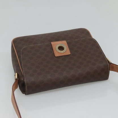 Celine Vintage Macadam Circle Logo Canvas and Leather, Brown, Canvas, Shoulder Bag