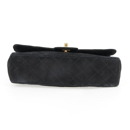 Chanel Vintage Classic Double Flap Bag Quilted Suede, BLACK, SUEDE, Handbag