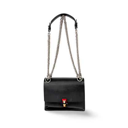 Fendi Kan I Bag Leather, Black, Leather, Shoulder Bag
