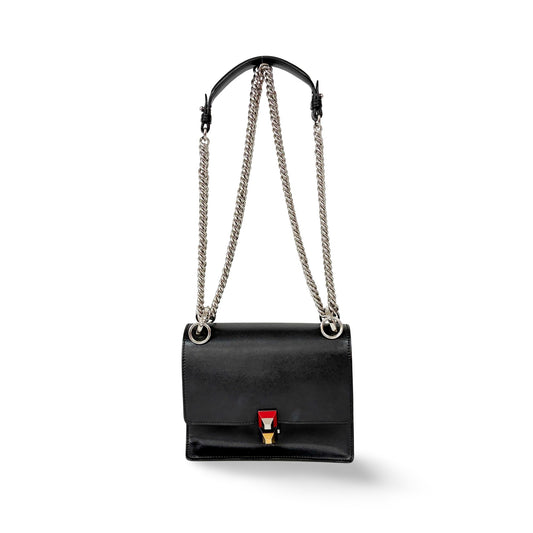 Fendi Kan I Bag Leather, Black, Leather, Shoulder Bag