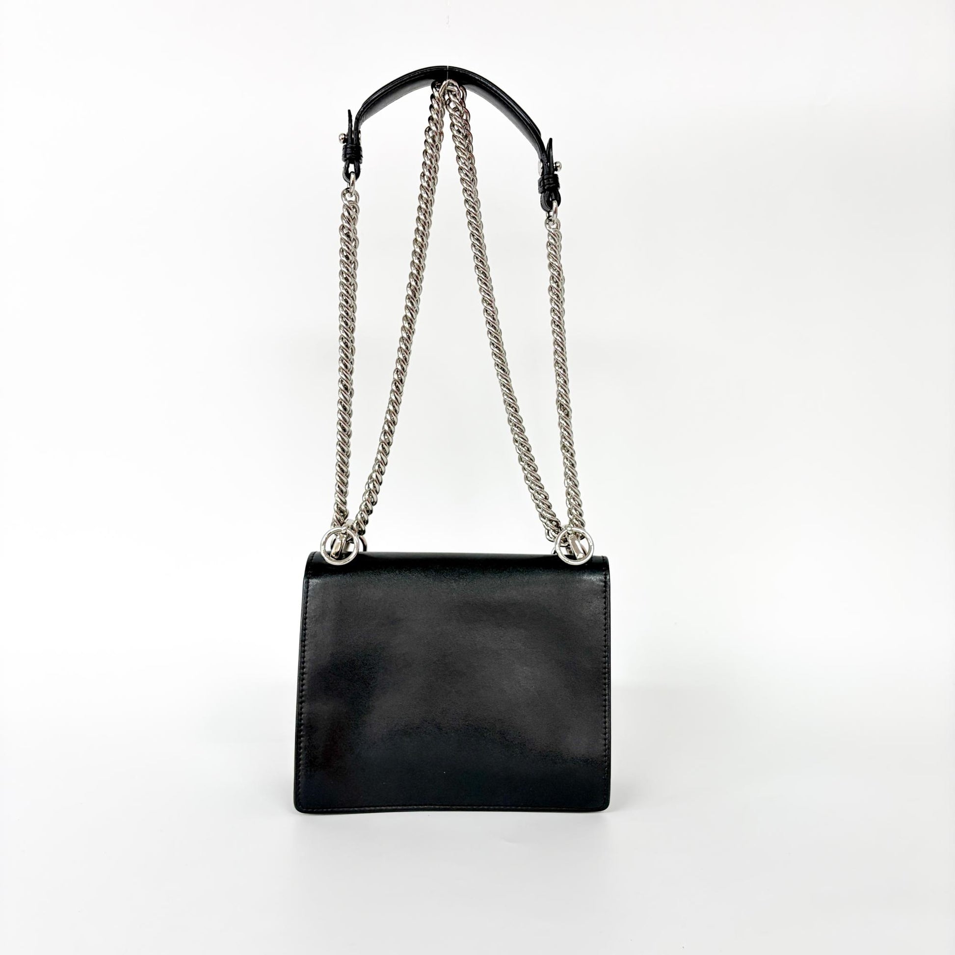 Fendi Kan I Bag Leather, Black, Leather, Shoulder Bag