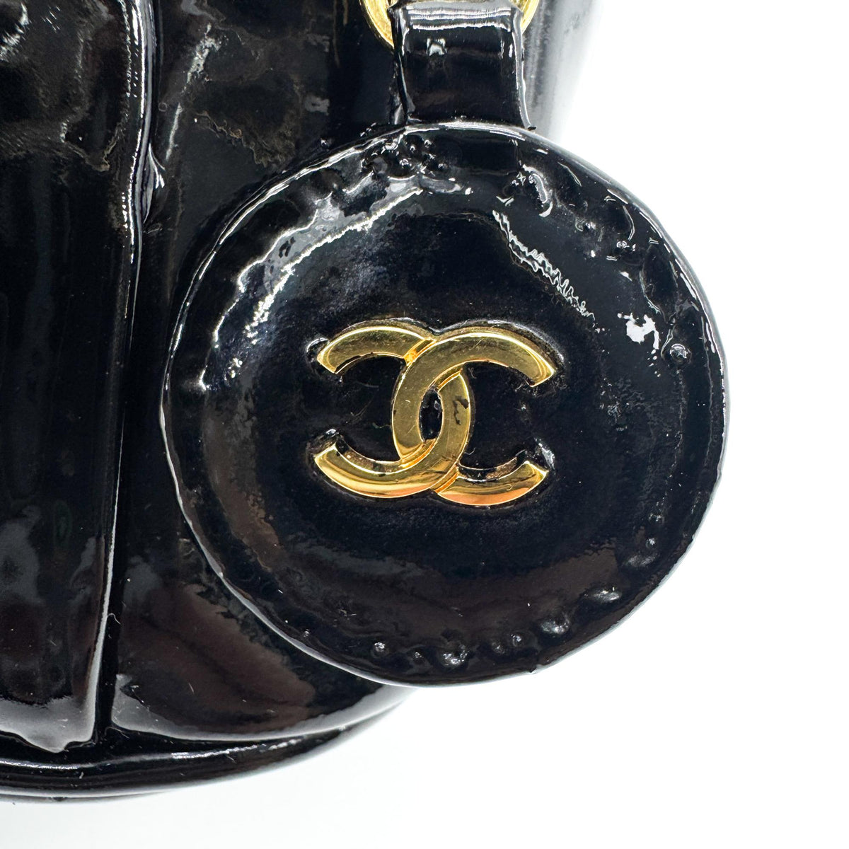 Chanel Vintage Timeless Cosmetic Case Patent, Black, Patent Leather, Clutch