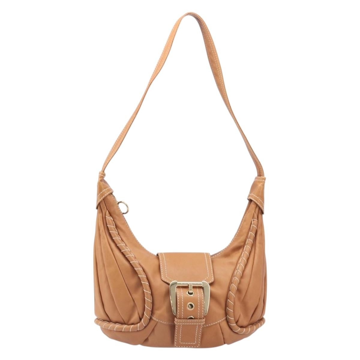 Celine Shoulder Leather, Brown, Leather, Shoulder Bag