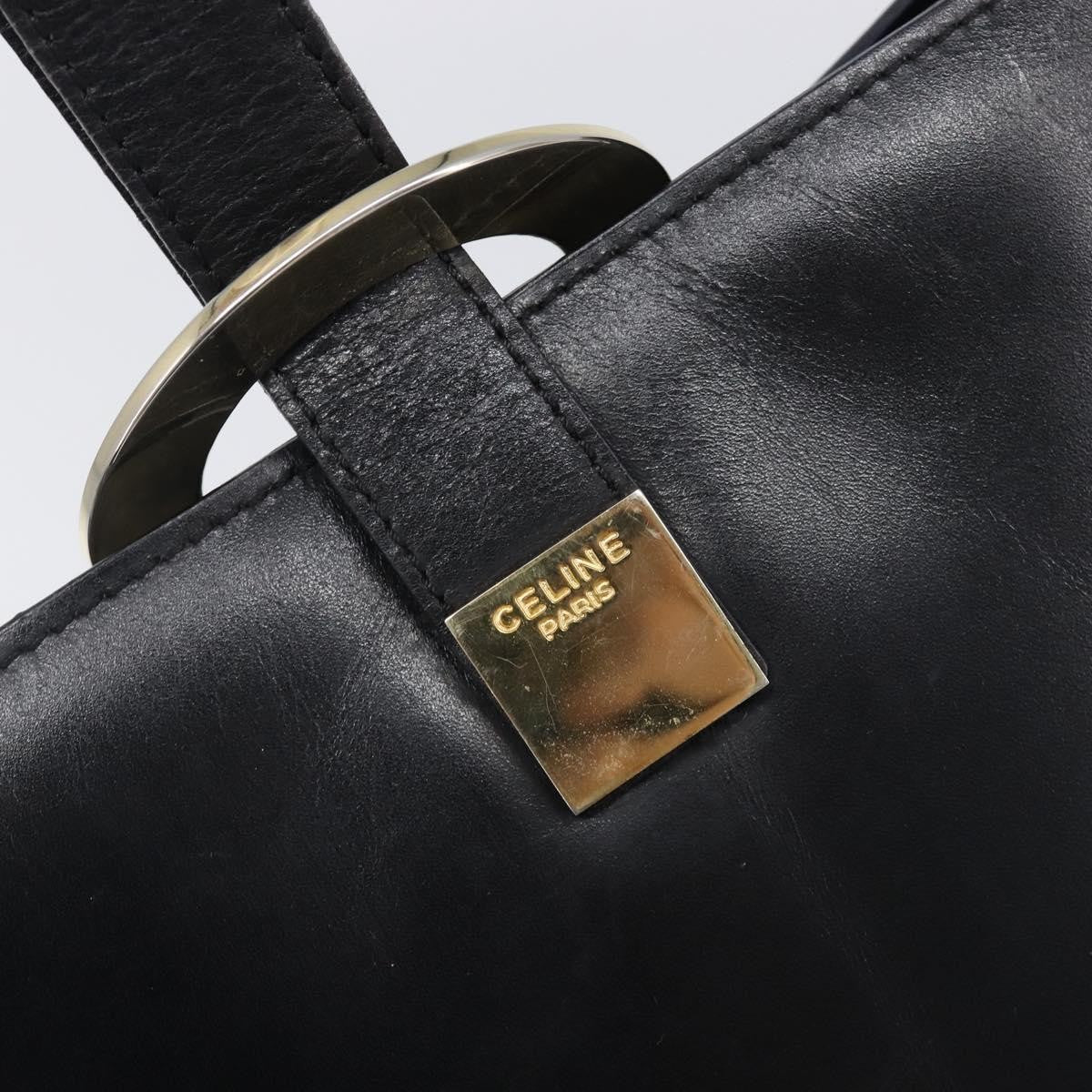 Celine Shoulder bag circle logo Leather, Black, Leather, Shoulder Bag
