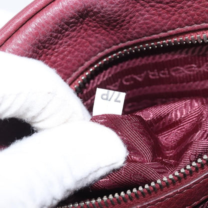 Prada Front Pocket Pushlock Convertible Boston Vitello Daino, Burgundy, Leather, Handbag