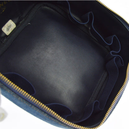 Chanel Vanity Case Quilted Denim, Blue, Denim, Clutch