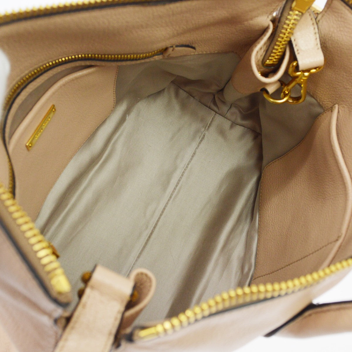 Miu Miu Madras Convertible Side Zip Satchel Leather, Beige, Leather, Tote Bag