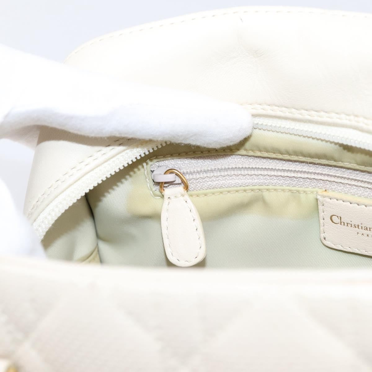 Christian Dior Vintage Leather, White, Leather, Tote Bag