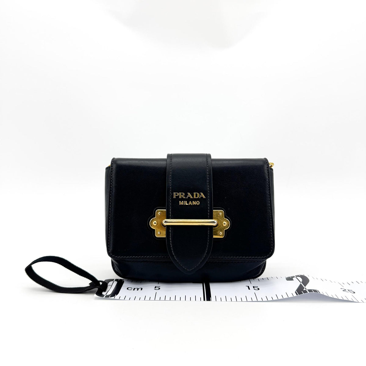 Prada Cahier Calf Hair with Leather, Black, Leather, Crossbody Bag