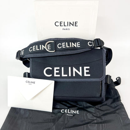 Celine Logo Trekking Messenger Bag Nylon, Black, Nylon, Crossbody Bag