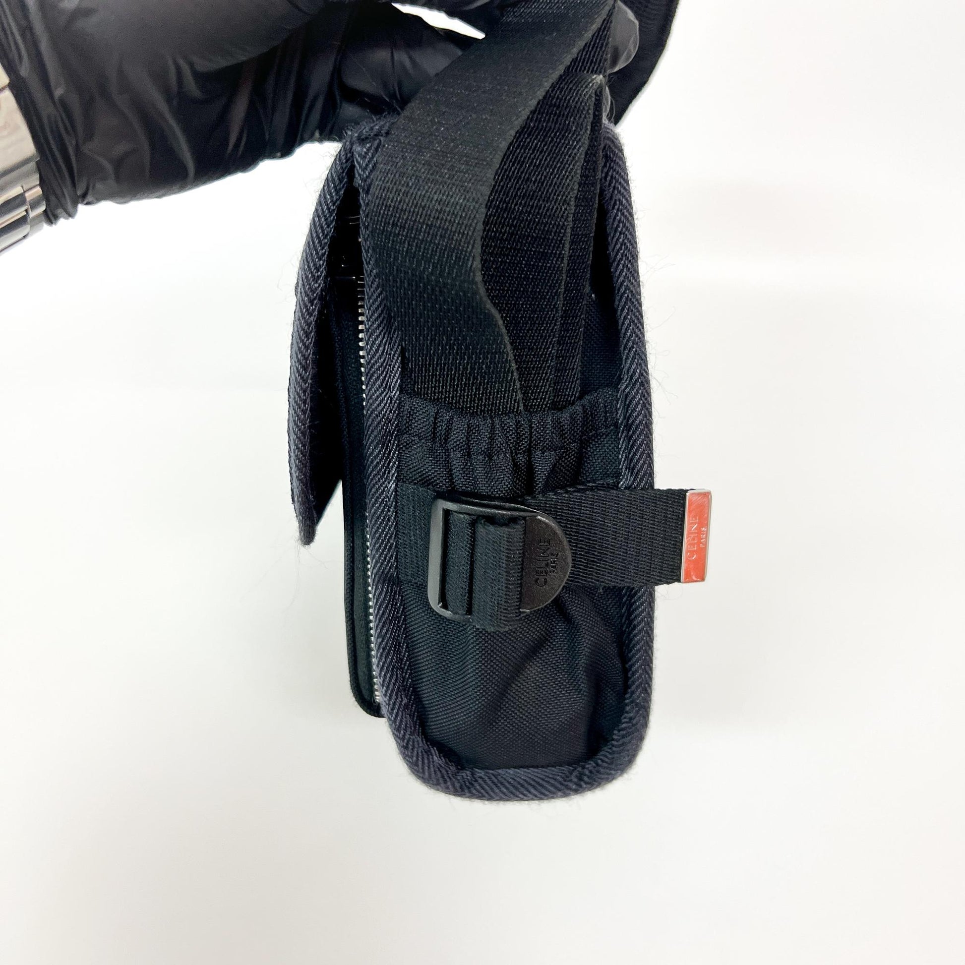 Celine Logo Trekking Messenger Bag Nylon, Black, Nylon, Crossbody Bag