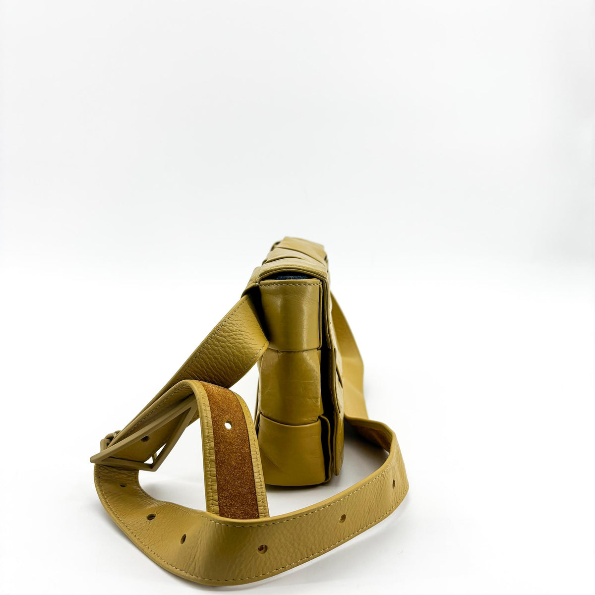 Bottega Veneta Fun Cassette Maxi Intrecciato Leather, Yellow, Leather, Crossbody Bag