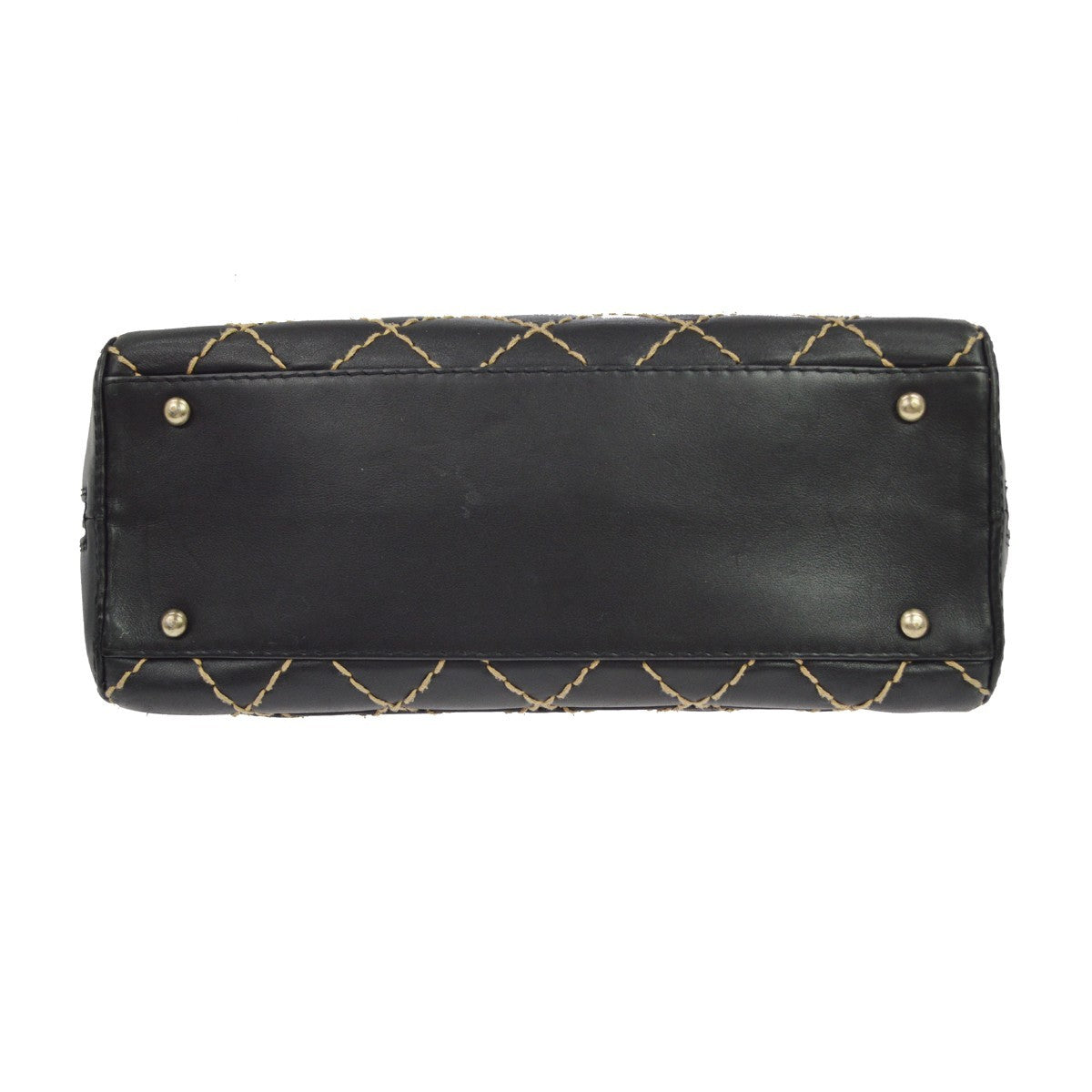 Chanel Surpique Zip Around Satchel Quilted Leather, Black, Leather, Handbag