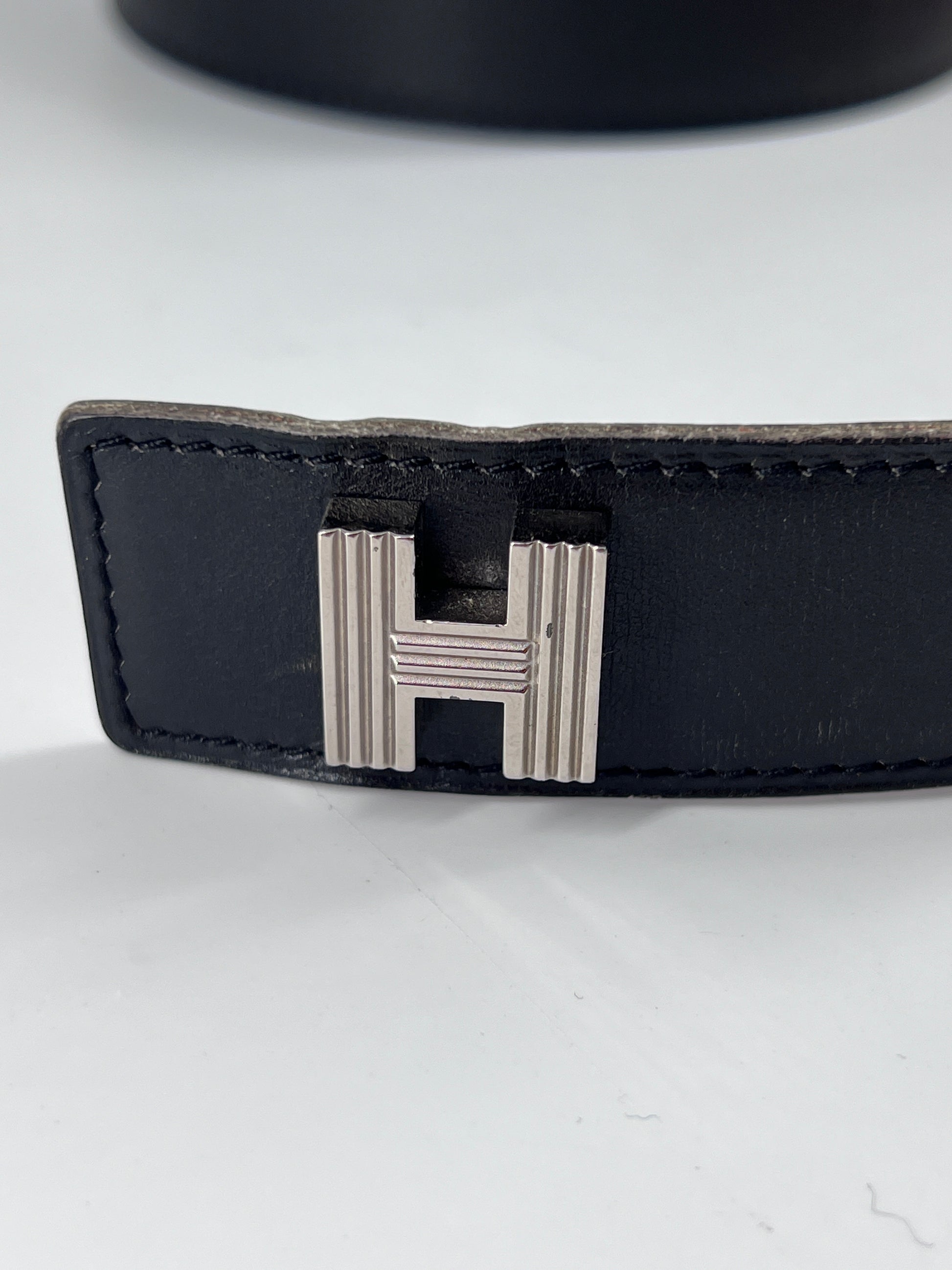 Hermes Lucky H Belt Leather, BLACK, LEATHER, Belts