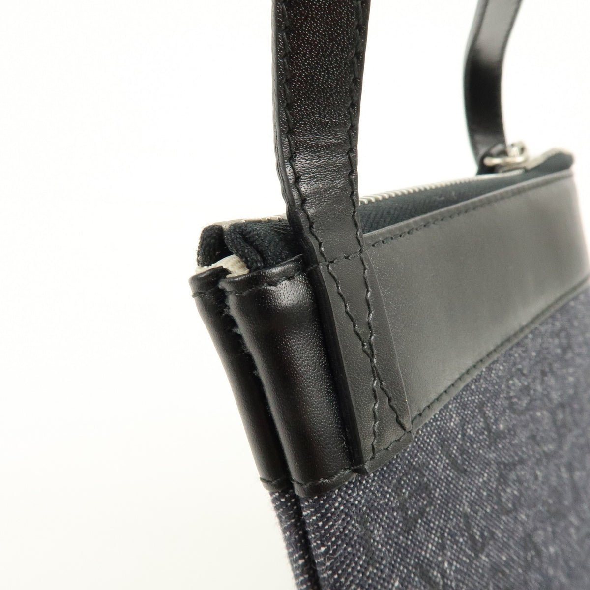 Bvlgari Logomania Canvas with Leather, Black, Denim, Shoulder Bag