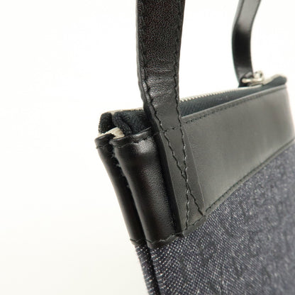 Bvlgari Logomania Canvas with Leather, Black, Denim, Shoulder Bag