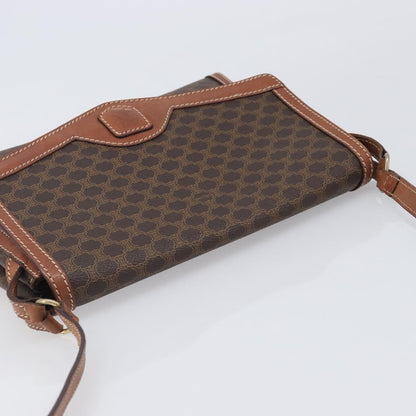 Celine Vintage Macadam Canvas and Leather, Brown, Canvas, Shoulder Bag