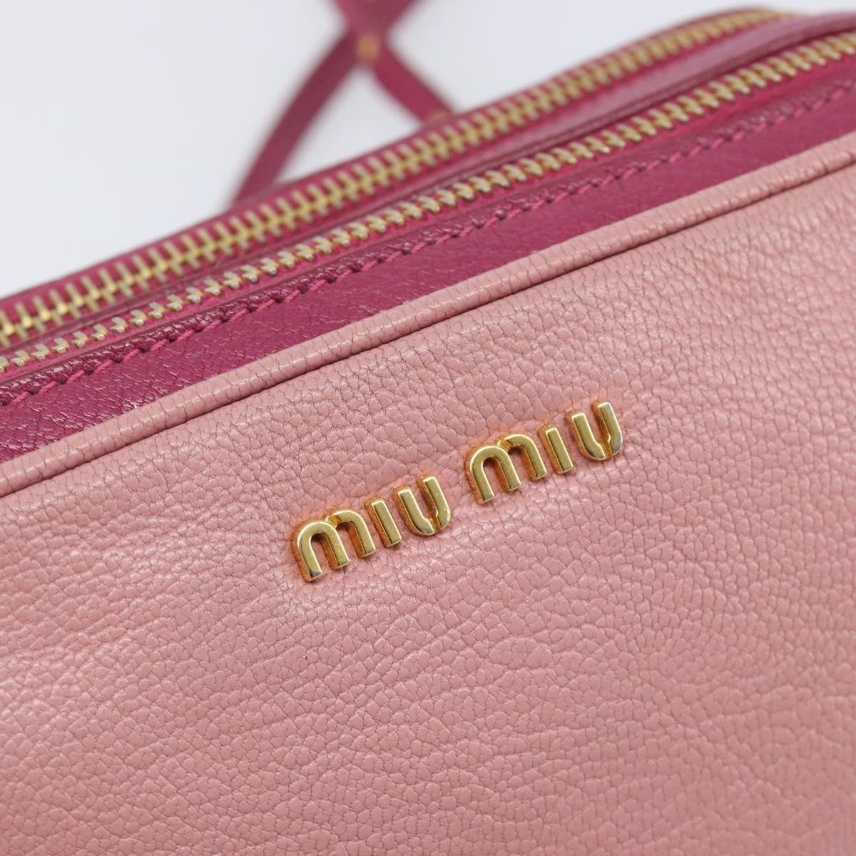 Miu Miu Madras Double Zip Leather, Pink, Leather, Crossbody Bag