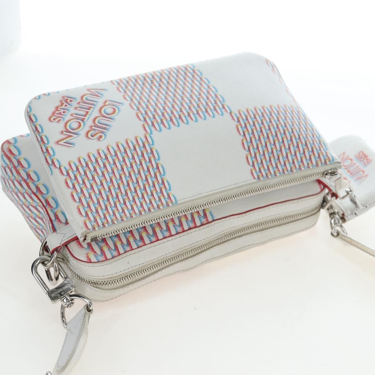 Louis Vuitton Trio Messenger Limited Edition Damier Spray Leather, White, Canvas, Handbag