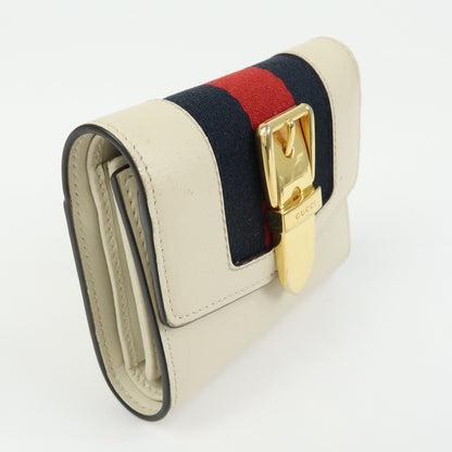 Gucci Sylvie Compact Leather, Beige, Leather, Wallet