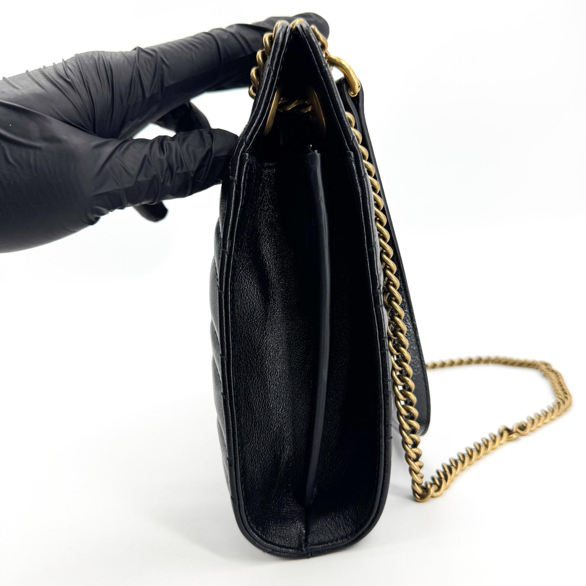 Gucci GG Marmont Accordion Matelasse Leather, Black, Leather, Shoulder Bag