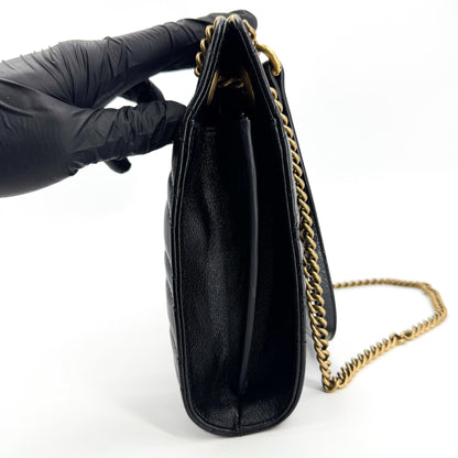 Gucci GG Marmont Accordion Matelasse Leather, Black, Leather, Shoulder Bag