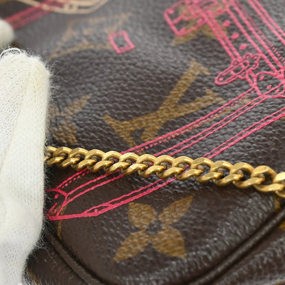Louis Vuitton Mini Pochette Limited, Brown, Canvas, Clutch