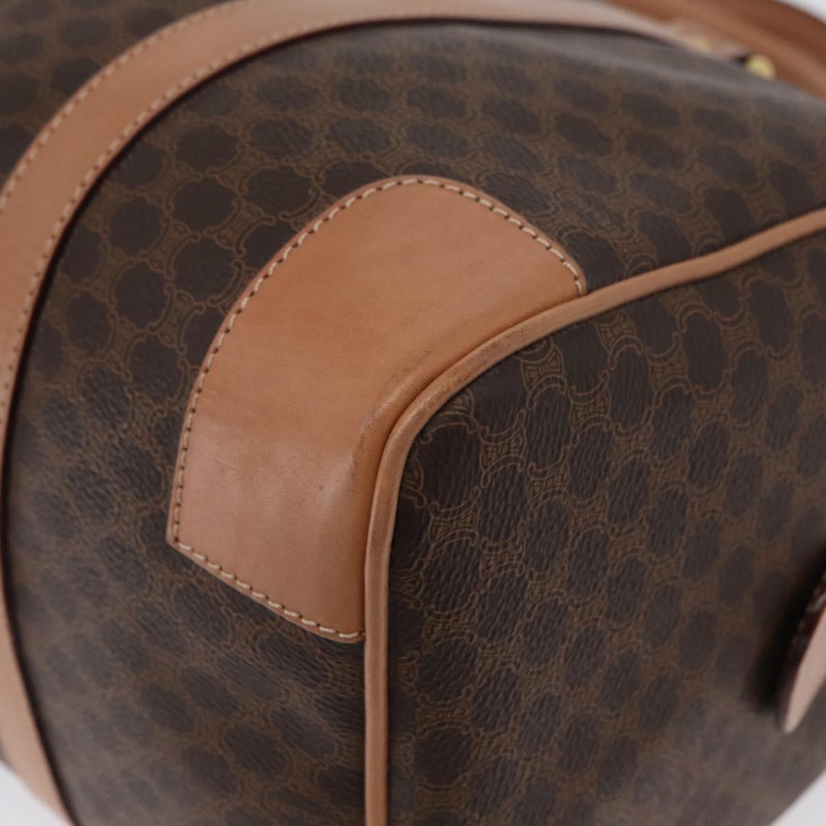 Celine Vintage Duffle Macadam Coated Canvas, Brown, PVC, Handbag