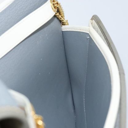Christian Dior Vintage Honeycomb chain Canvas, White, Canvas, Shoulder Bag