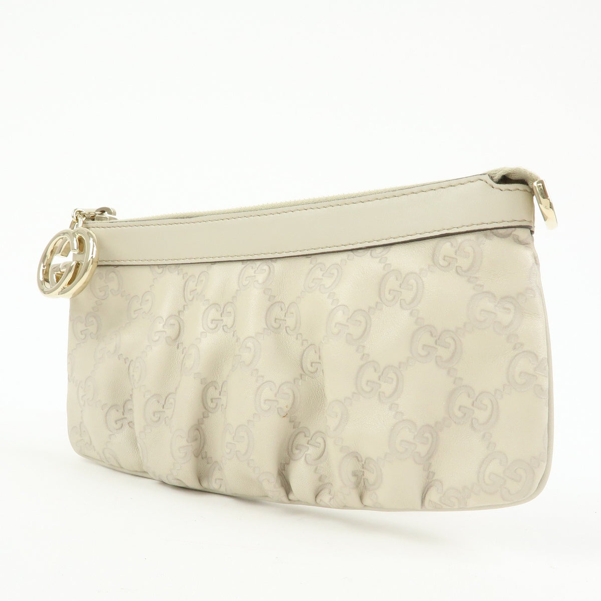 Gucci Heart Wristlet Guccissima Leather, Beige, Leather, Clutch