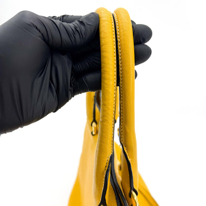 Prada Front Pocket Convertible Tote Leather, Yellow, Leather, Tote Bag