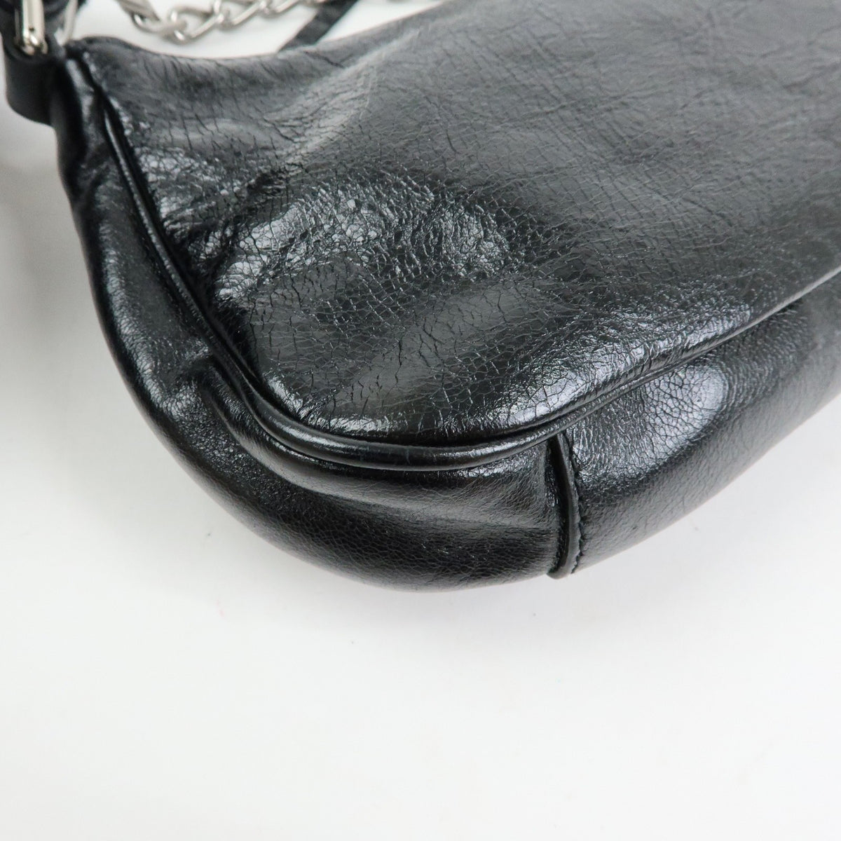 Balenciaga Le Cagole Giant Studs Chain Leather, Black, Leather, Shoulder Bag