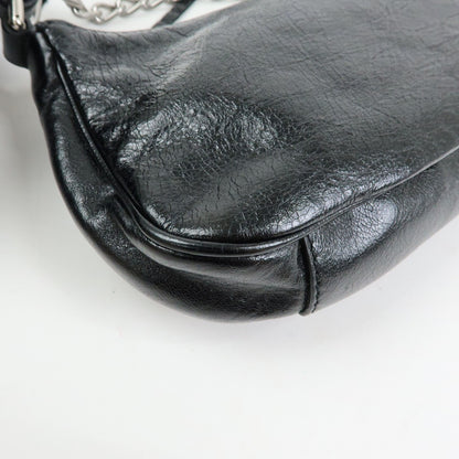 Balenciaga Le Cagole Giant Studs Chain Leather, Black, Leather, Shoulder Bag