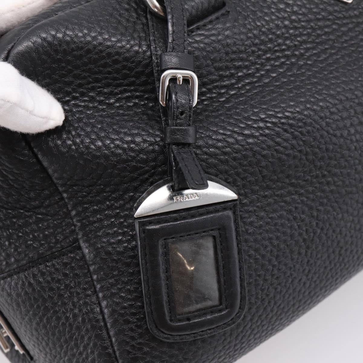 Prada Convertible Zip Satchel Vitello Daino, Black, Leather, Handbag