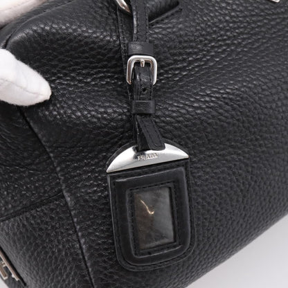 Prada Convertible Zip Satchel Vitello Daino, Black, Leather, Handbag