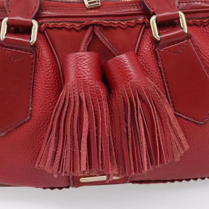 Burberry Hedwig Bowler Leather with Suede, Red, Leather, Handbag