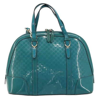 Gucci Nice Top Handle Microguccissima Patent, Turquoise, Patent Leather, Handbag