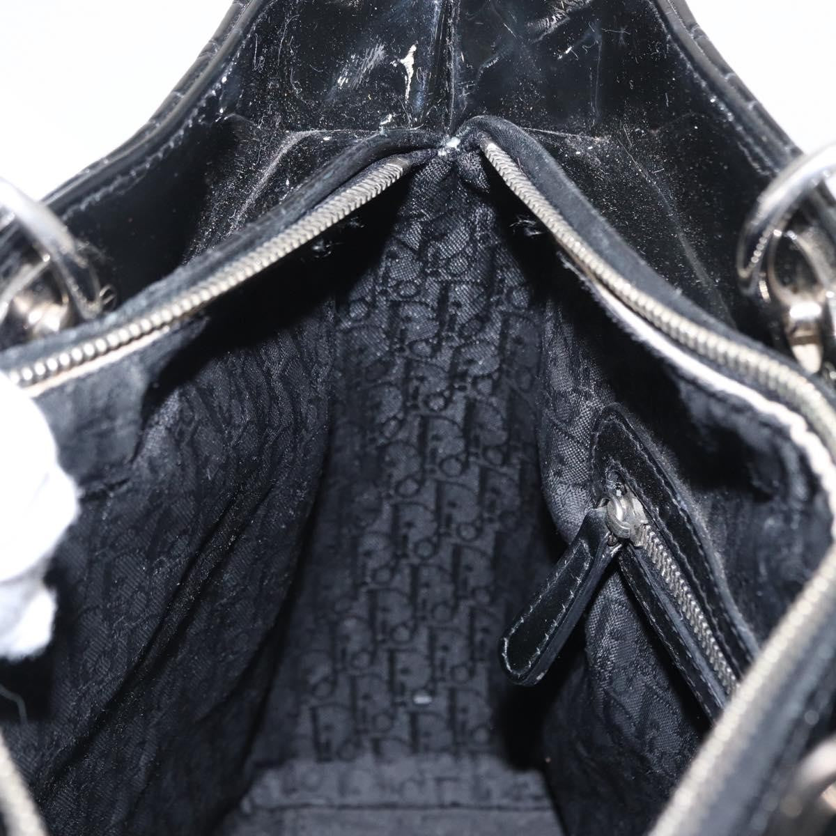 Christian Dior Lady Dior Cannage Stitch Patent, Black, Patent Leather, Handbag