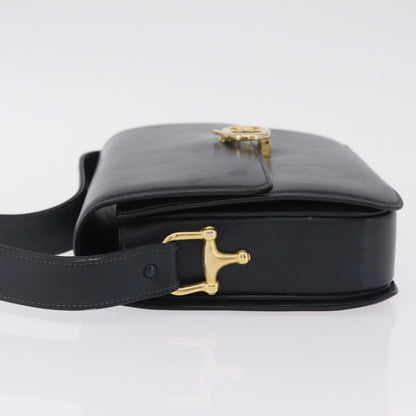 Celine Shoulder Leather, Navy, Leather, Shoulder Bag